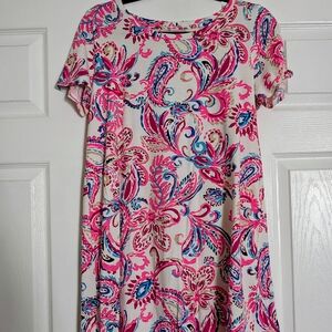 Lilly Pulitzer Cream Mini Dress with Pink & Blue Paisley